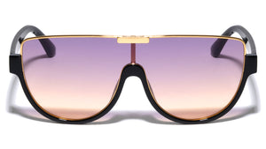 Flat Top One Piece Shield Rounded Wholesale Sunglasses
