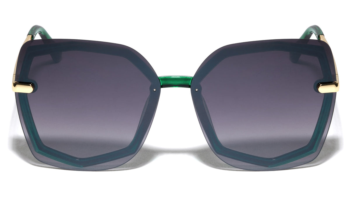 Rimless Geometric Outline Frame Wholesale Sunglasses