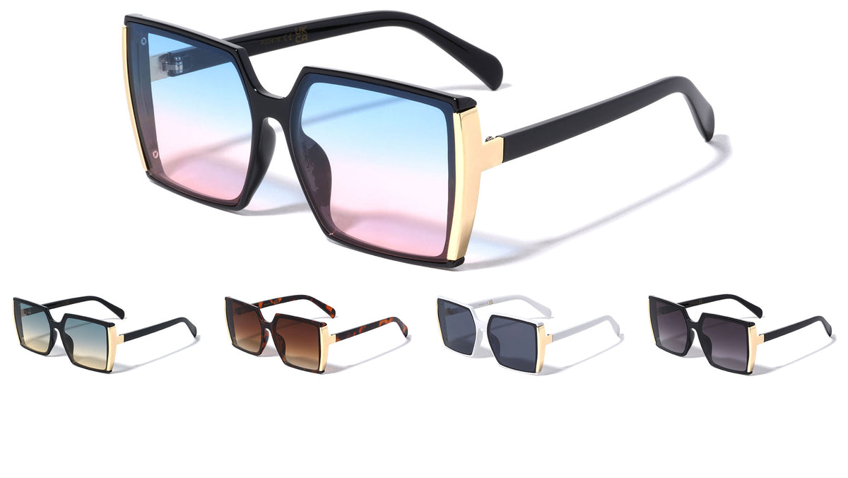 Side Gold Frame Hinge Fashion Square Wholesale Sunglasses