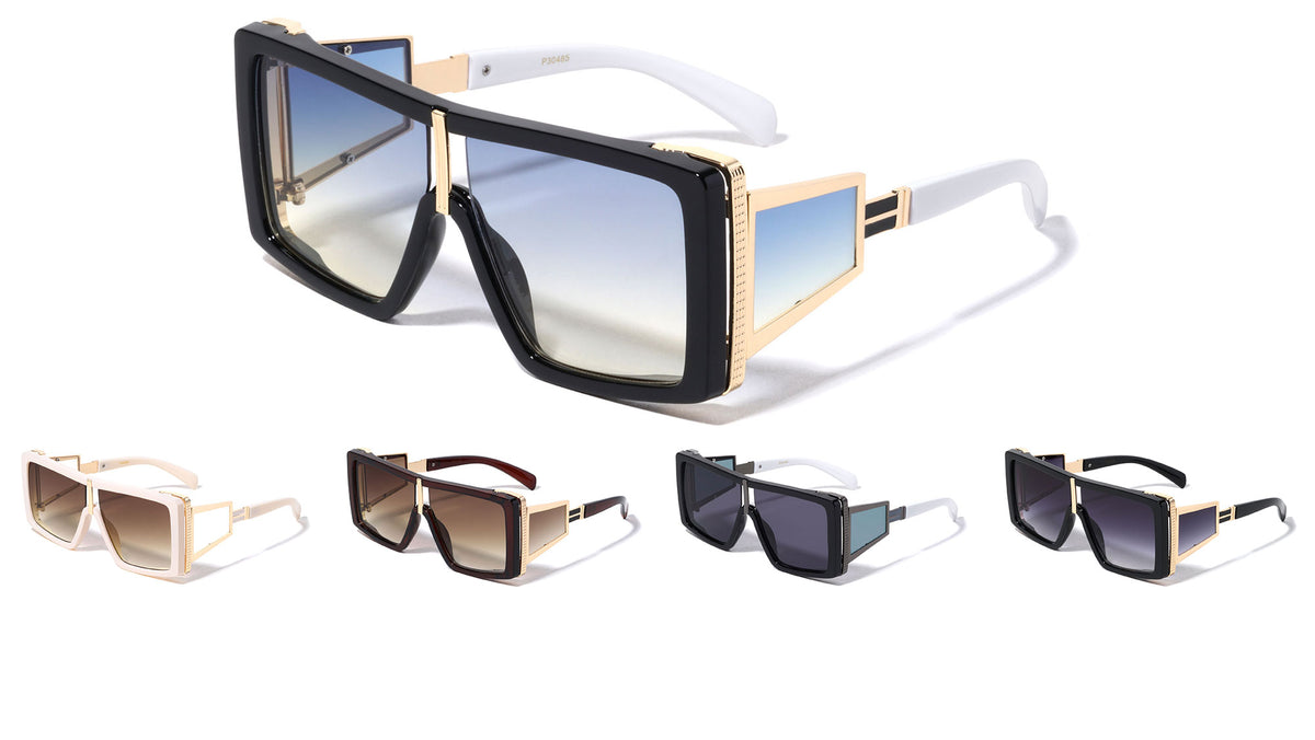 Side Lens Shield Oversized Rectangle Wholesale Sunglasses