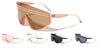 Two Stripe Rimless Top Frame One Piece Shield Wholesale Sunglasses