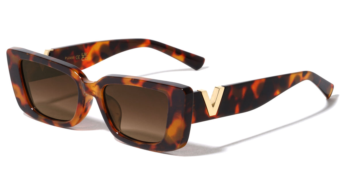 V Shape Temple Cut Out Fashion Rectangle Wholesale Sunglasses