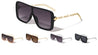 Thin Chain Temple One Piece Shield Flat Top Rectangle Wholesale Sunglasses