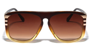 Three Gold Bar Flat Top Fashion Aviators Wholesale Sunglasses