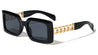 Chain Temple Fashion Rectangle Wholesale Sunglasses