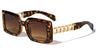 Chain Temple Fashion Rectangle Wholesale Sunglasses