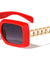 Chain Temple Fashion Rectangle Wholesale Sunglasses