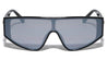 Oval Temple Cutout Flat Top One Piece Shield Wholesale Sunglasses