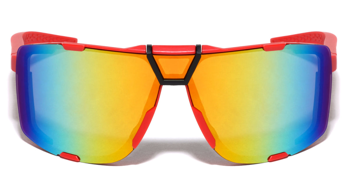 Color Mirror One Piece Shield Rectangle Sports Wholesale Sunglasses