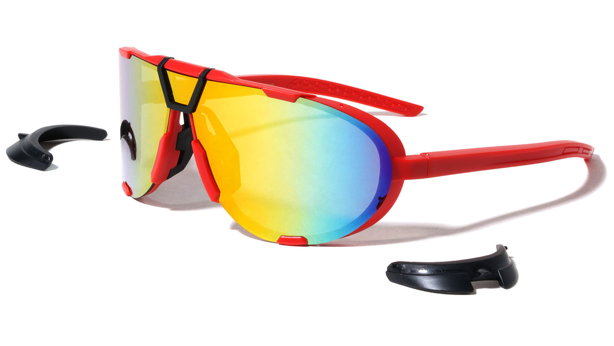 Color Mirror One Piece Shield Oval Sports Wholesale Sunglasses