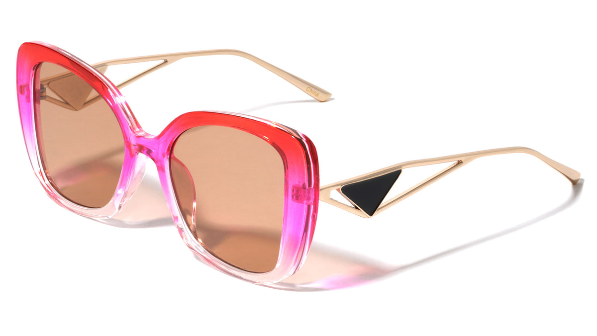 Triangle Metal Temple Cutout Fashion Butterfly Wholesale Sunglasses