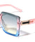Rectangle Metal Temple Cutout Fashion Square Wholesale Sunglasses