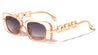 D Shape Temple Chain Fashion Oval Wholesale Sunglasses