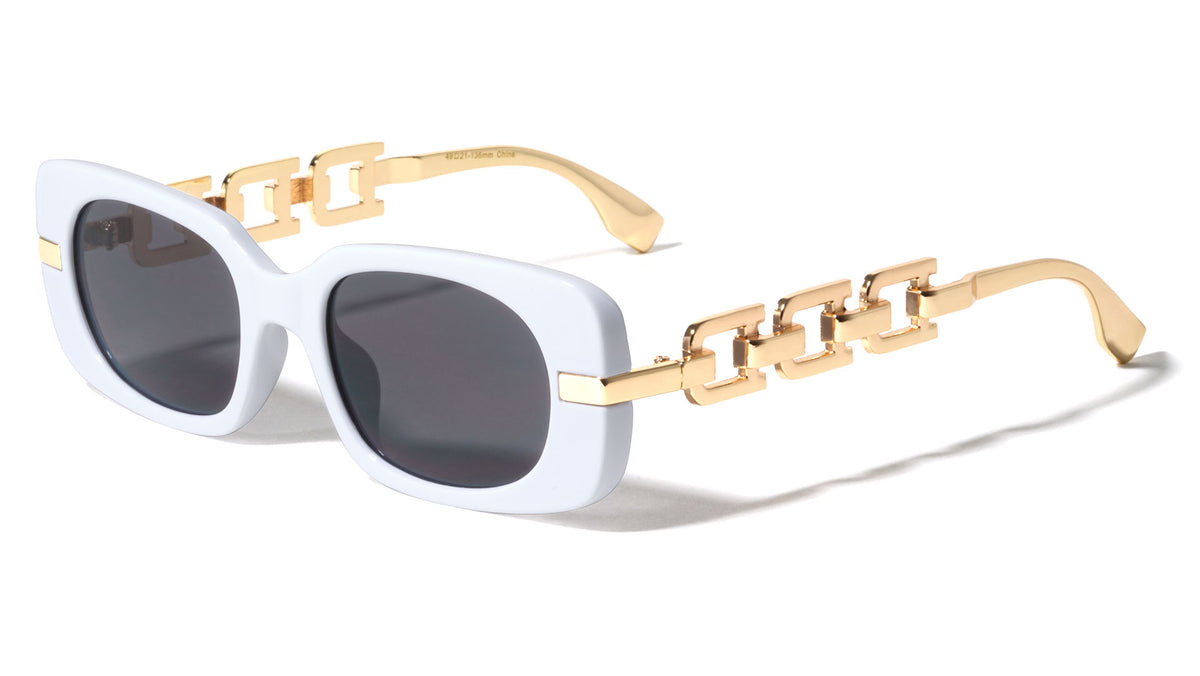 D Shape Temple Chain Fashion Oval Wholesale Sunglasses