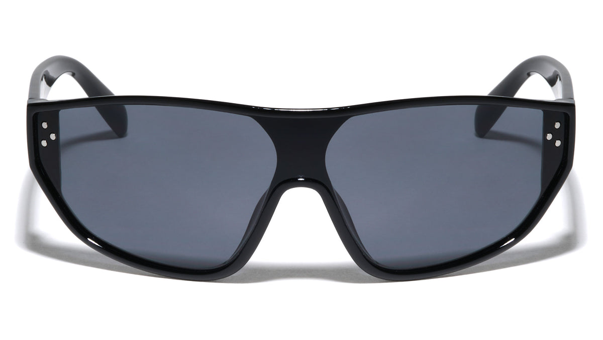 Three Dot Stud Fashion One Piece Shield Wholesale Sunglasses