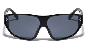 Three Dot Stud Fashion One Piece Shield Wholesale Sunglasses