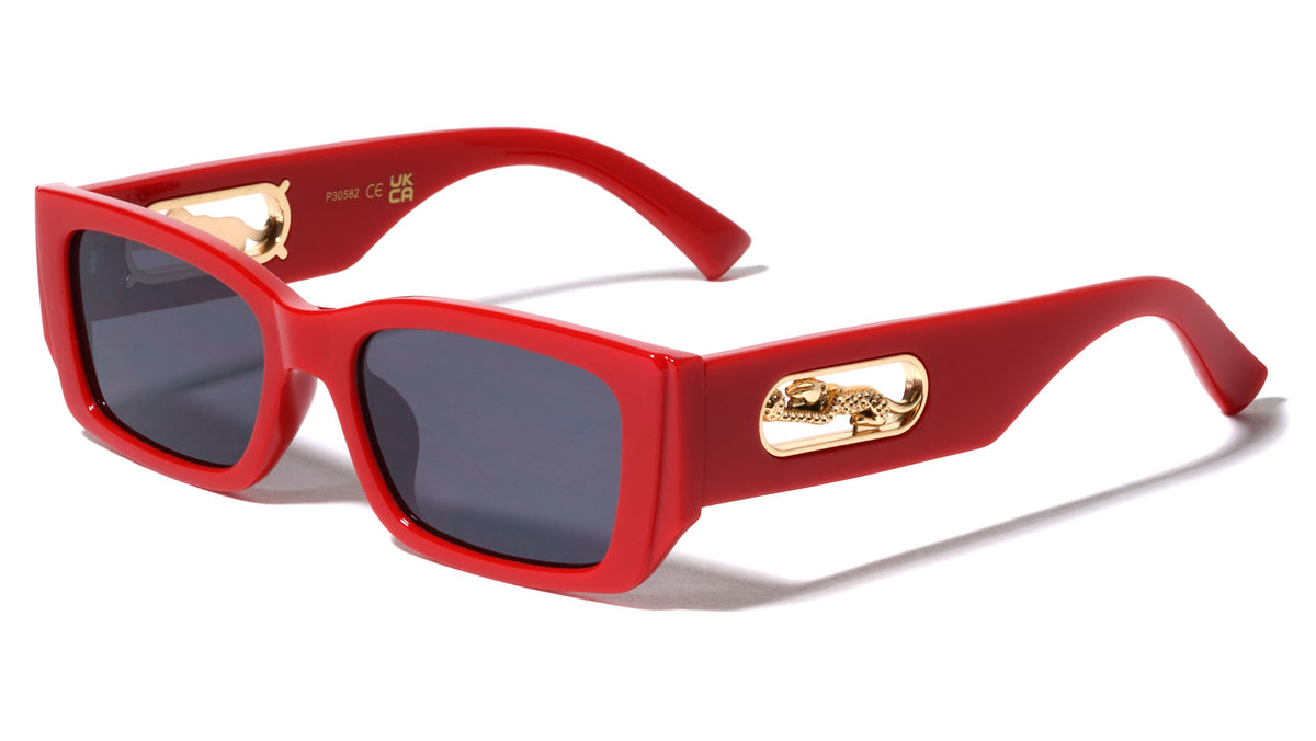 Jaguar Temple Cutout Fashion Rectangle Wholesale Sunglasses