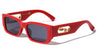 Clear Jaguar Temple Cutout Fashion Rectangle Wholesale Sunglasses