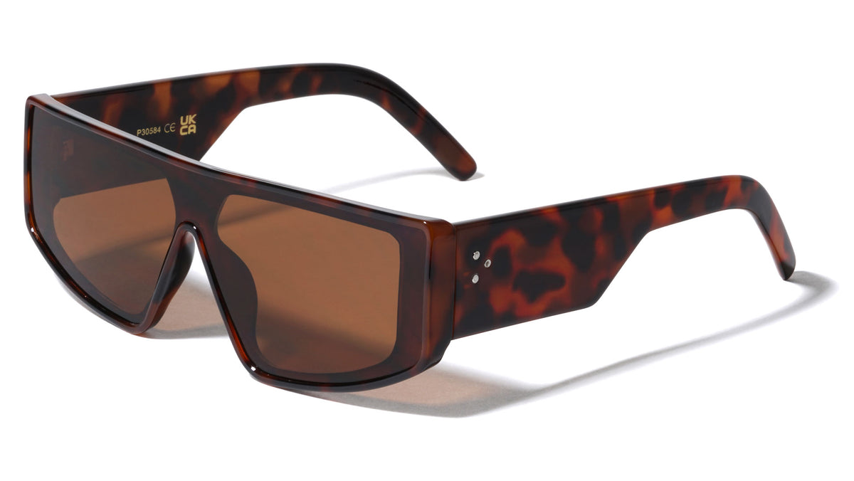 Wide One Piece Shield Lens Rectangle Fashion Wholesale Sunglasses