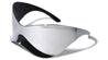 Silver Oversized Futuristic One Piece Shield Wrap Around Wholesale Sunglasses