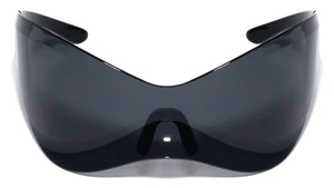 Black Oversized Futuristic One Piece Shield Wrap Around Wholesale Sunglasses