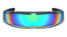 Green Color Mirror Wide Cyclops Futuristic Wrap Around Wholesale Sunglasses