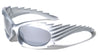 Silver Spike Pattern Futuristic Oval Wholesale Sunglasses