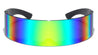 Green Color Mirror Shield Cyclops Futuristic Wrap Around Wholesale Sunglasses