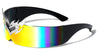 Red Fire Metal Cutout Accent Shield Cyclops Futuristic Wrap Around Wholesale Sunglasses