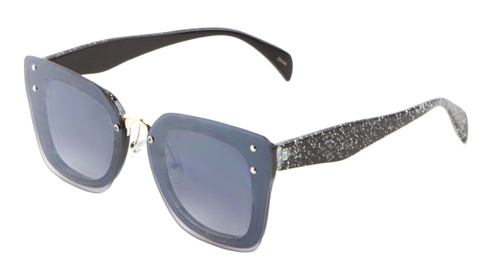 Glitter Rimless Squared Butterfly Wholesale Bulk Sunglasses