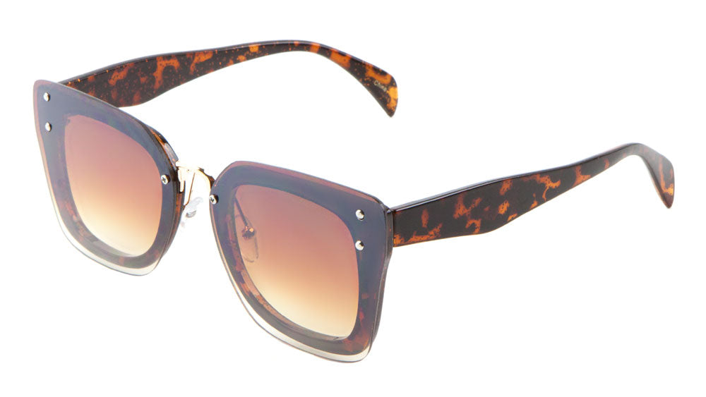 Glitter Rimless Squared Butterfly Wholesale Bulk Sunglasses