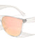Retro Flat Rose Gold Color Mirror Lens Rounded Cat Eye Wholesale Sunglasses