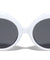 Retro Thick White Oval Fashion Sunglasses Wholesale