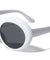Retro Thick White Oval Fashion Sunglasses Wholesale