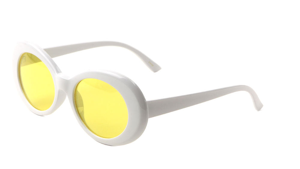 Thick White Oval Color Lens Wholesale Sunglasses