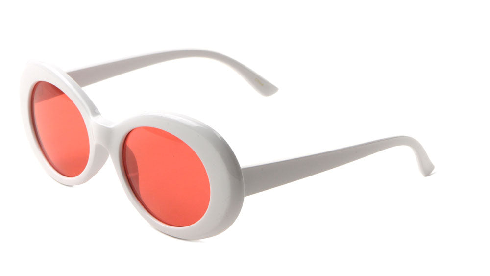 Thick White Oval Color Lens Wholesale Sunglasses