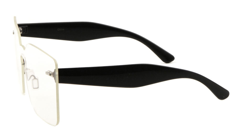 Rimless Solid One Piece Keyhole Nose Bridge Clear Lens Wholesale Bulk Glasses