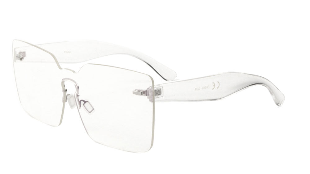 Clear & Silver Square Frameless Sunglasses