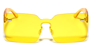 Rimless Squared One Piece Crystal Color Lens Wholesale Bulk Sunglasses