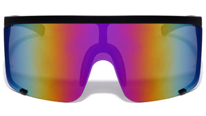 Flat Top One Piece Color Mirror Wholesale Sunglasses