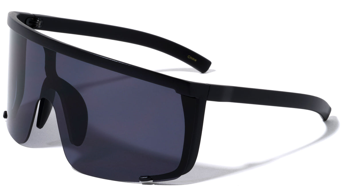 Semi Rimless Shield Super Dark Lens Wholesale Sunglasses