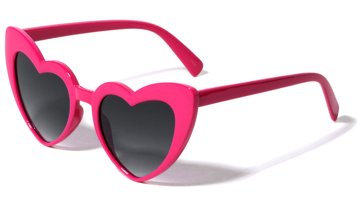 Heart Shape Color Frame Super Dark Lens Wholesale Sunglasses