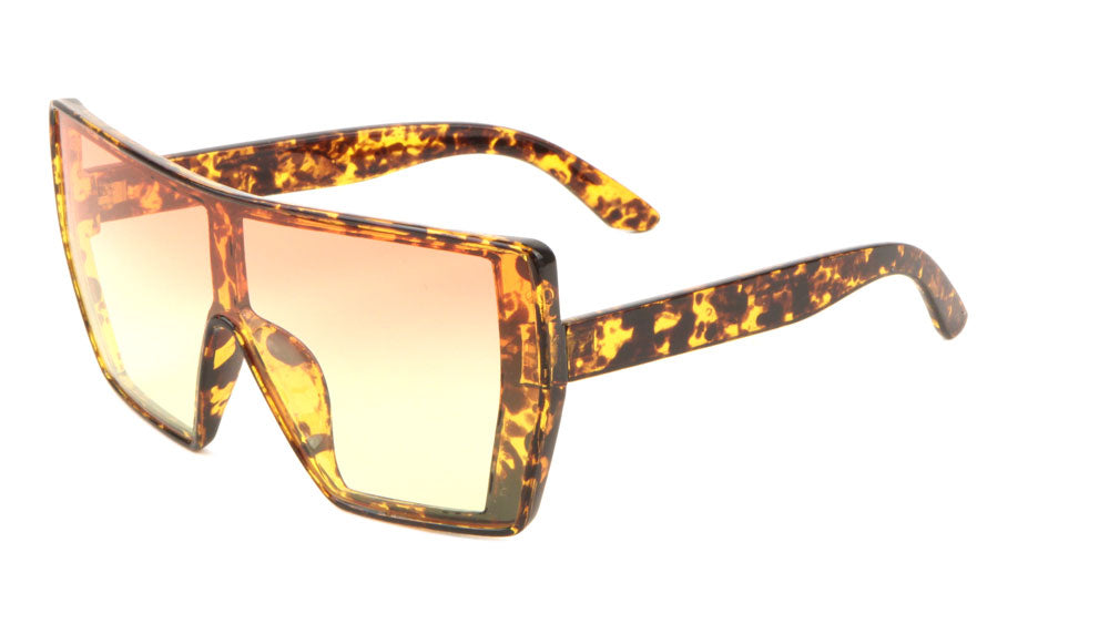 Flat Top One Piece Shield Oceanic Color Sunglasses Wholesale