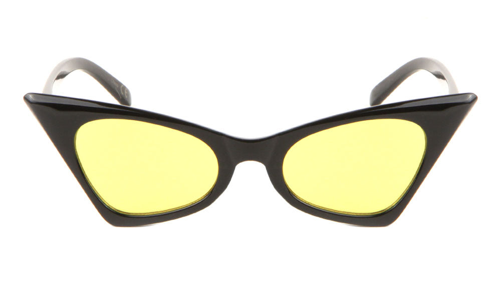 Triangle Black Frame Cat Eye Color Lens Bulk Sunglasses