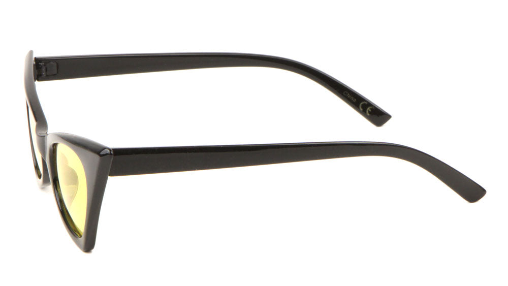 Triangle Black Frame Cat Eye Color Lens Bulk Sunglasses