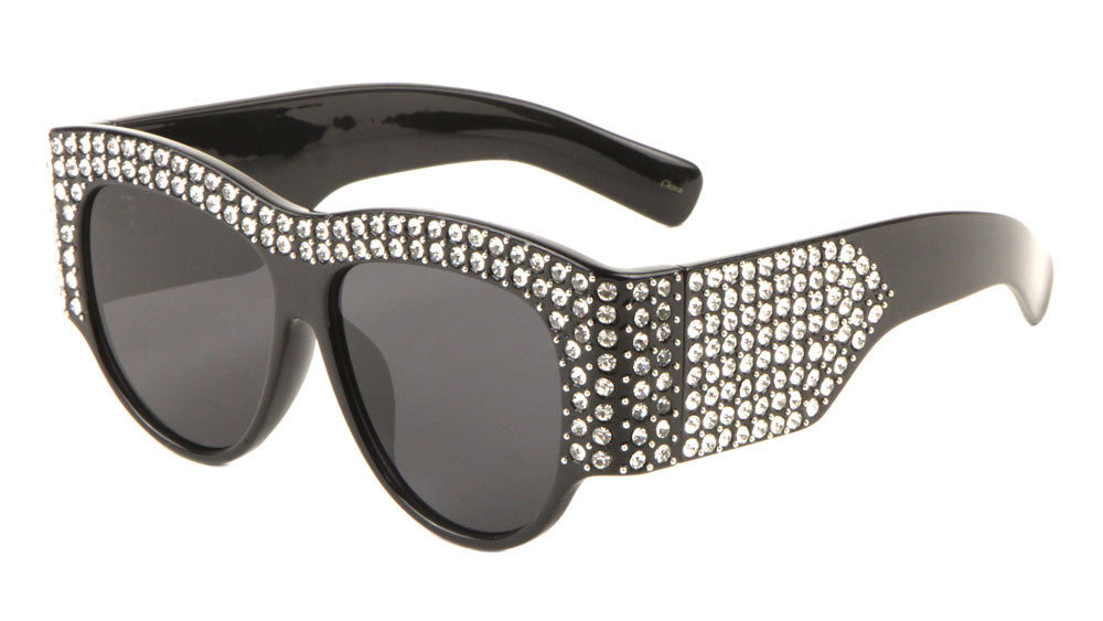 Rhinestoned Thick Frame Wholesale Fashion Sunglasses