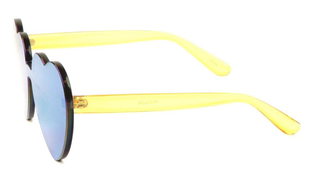 Rimless Color Mirror Heart Sunglasses Wholesale