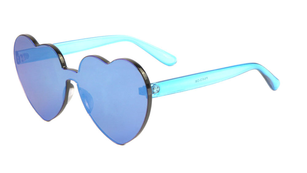Rimless Color Mirror Heart Sunglasses Wholesale