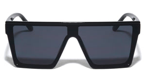 Black Flat Top One Piece Shield Squared Wholesale Sunglasses