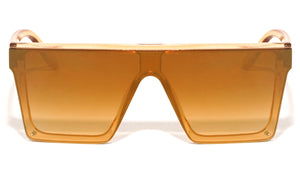Flat Top One Piece Metal Accent Sunglasses Wholesale